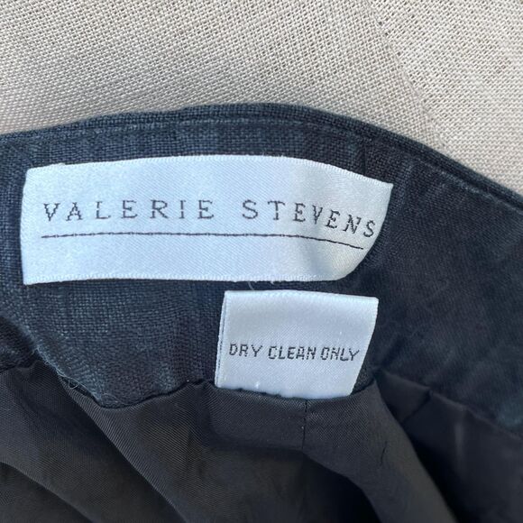 Vintage Black Linen Pencil SKirt Minimalist Midi in Medium Size S 27 waist - Picture 7 of 9